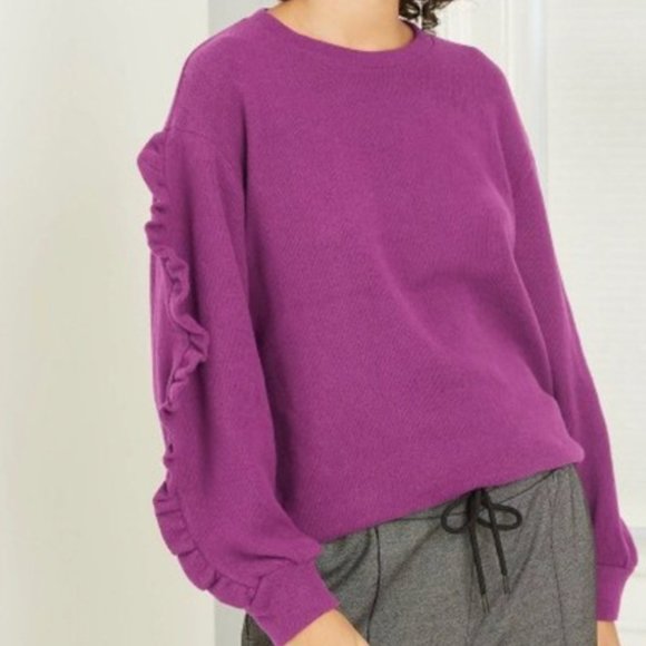 A New Day Women's Purple Ruffle Sleeve Sweater, Size Medium - Picture 3 of 5